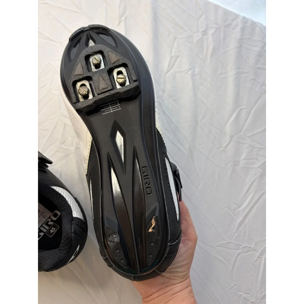 Giro Mens Road Cycling Shoes White Black Ratchet Strap Cleats Size 45 - Picture 7 of 8